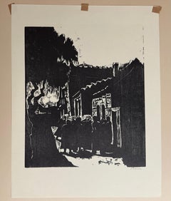 German Expressionist Woodcut Print Pencil Signed israeli Jerusalem Jacob Pins