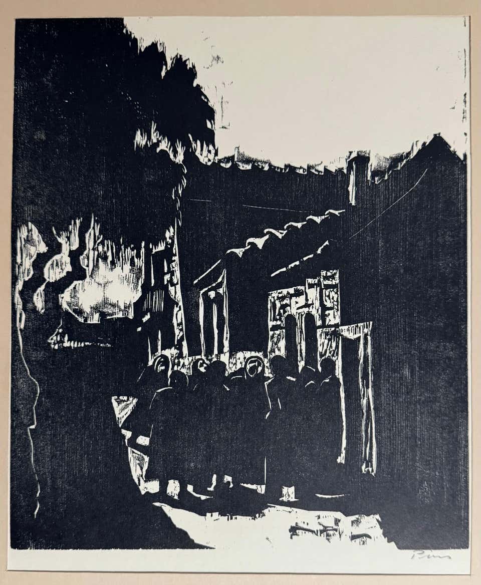 Jacob Pinnt Jacob Pins - German Israeli Large Expressionist Woodcut Print Couple at ...