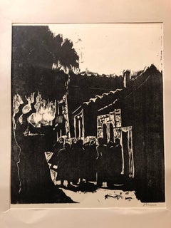 German Israeli Expressionist Woodcut Print Pencil Signed Jerusalem