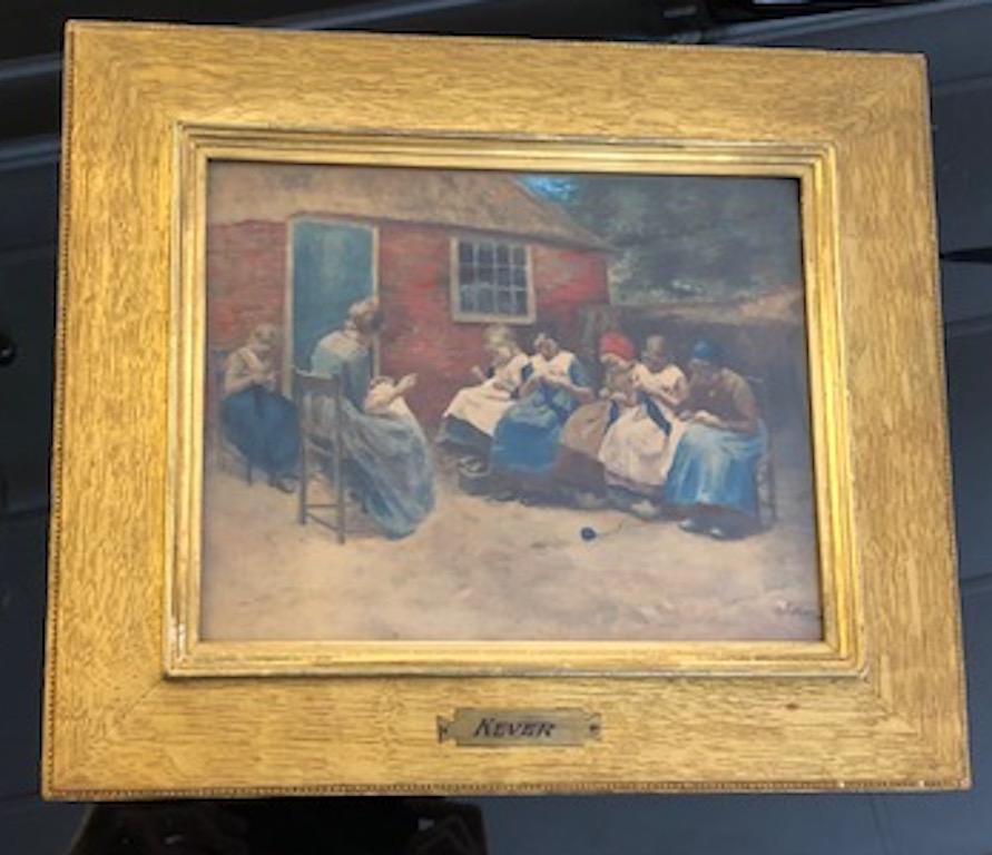 Lezione di maglia - Painting di Jacob Simon Hendrik Kever