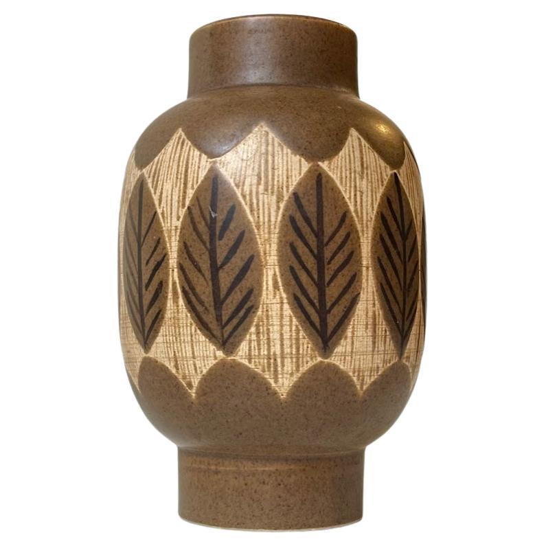 Jacob Siv Ceramic Vase with Leaves for Syco Sweden, 1970s For Sale