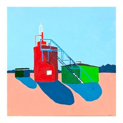 “American Rural, Cistern” Contemporary Colorful Pastoral Landscape Painting