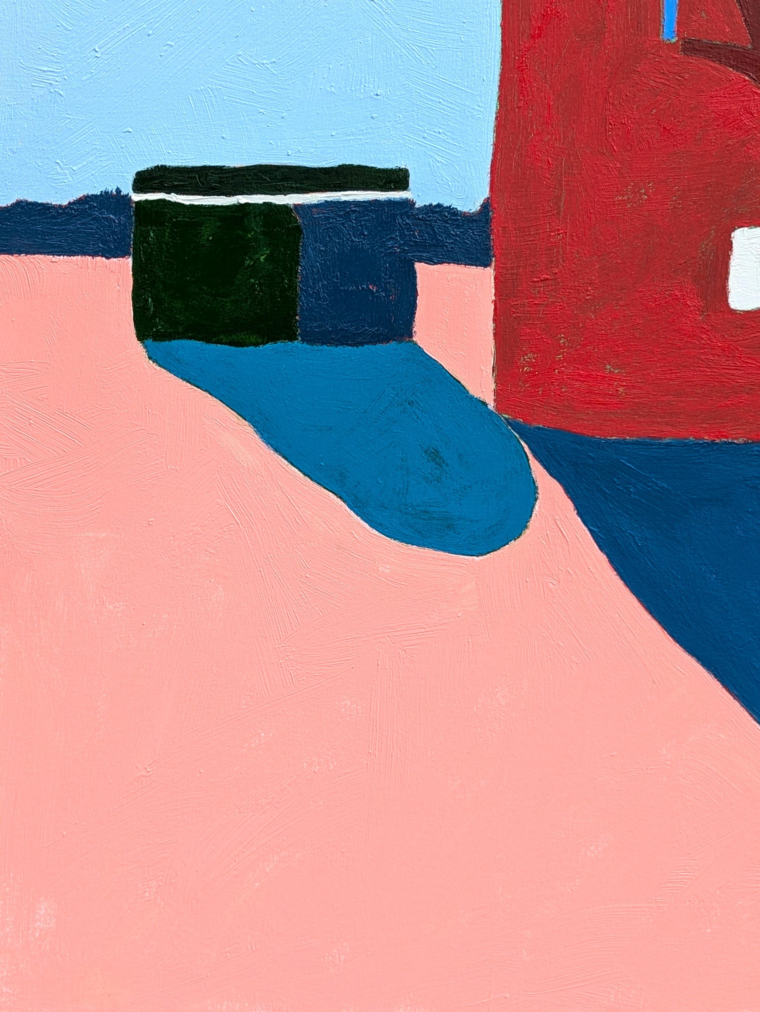 “American Rural, Cistern” Contemporary Colorful Pastoral Landscape Painting For Sale 5