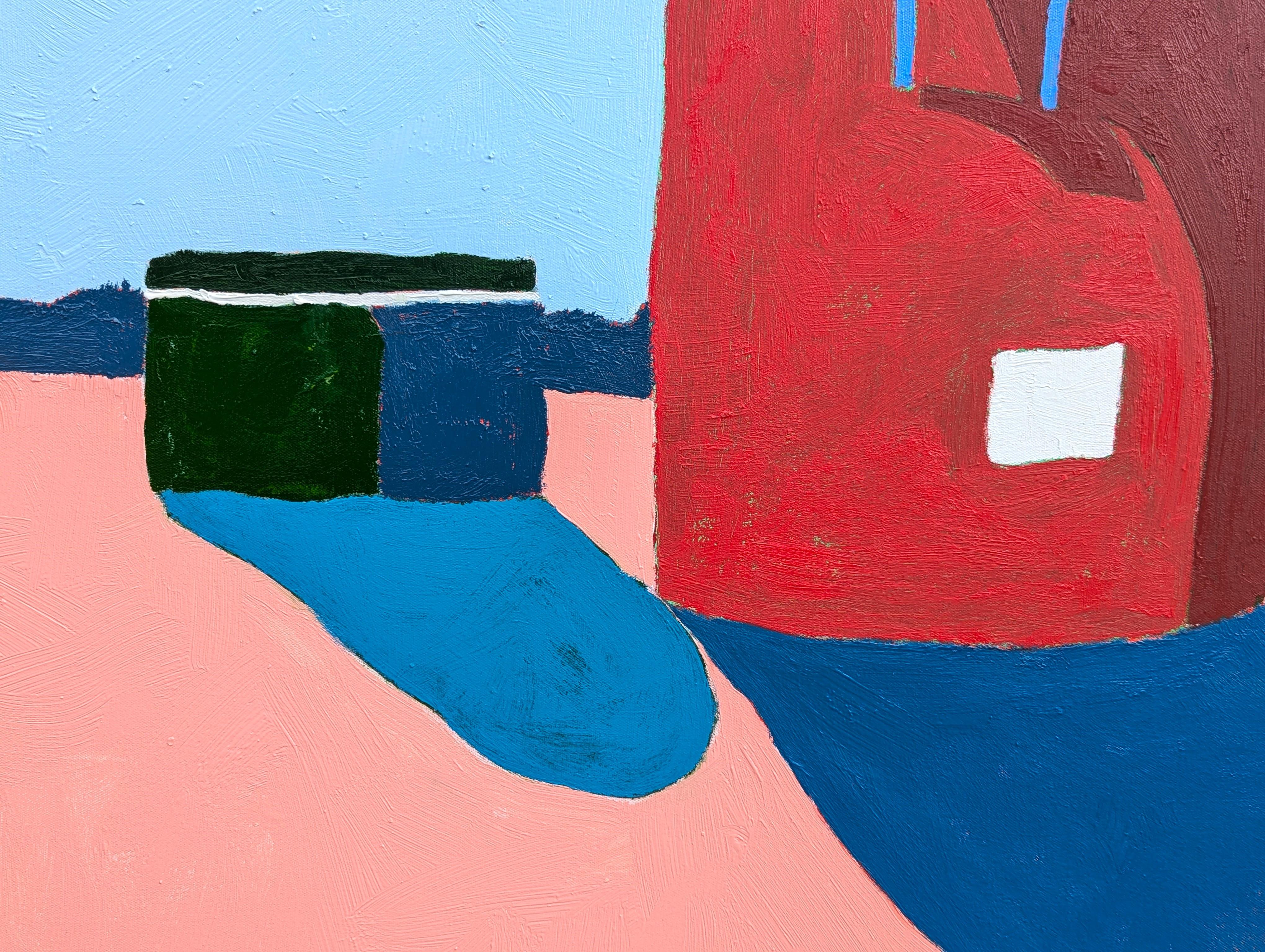 “American Rural, Cistern” Contemporary Colorful Pastoral Landscape Painting For Sale 8