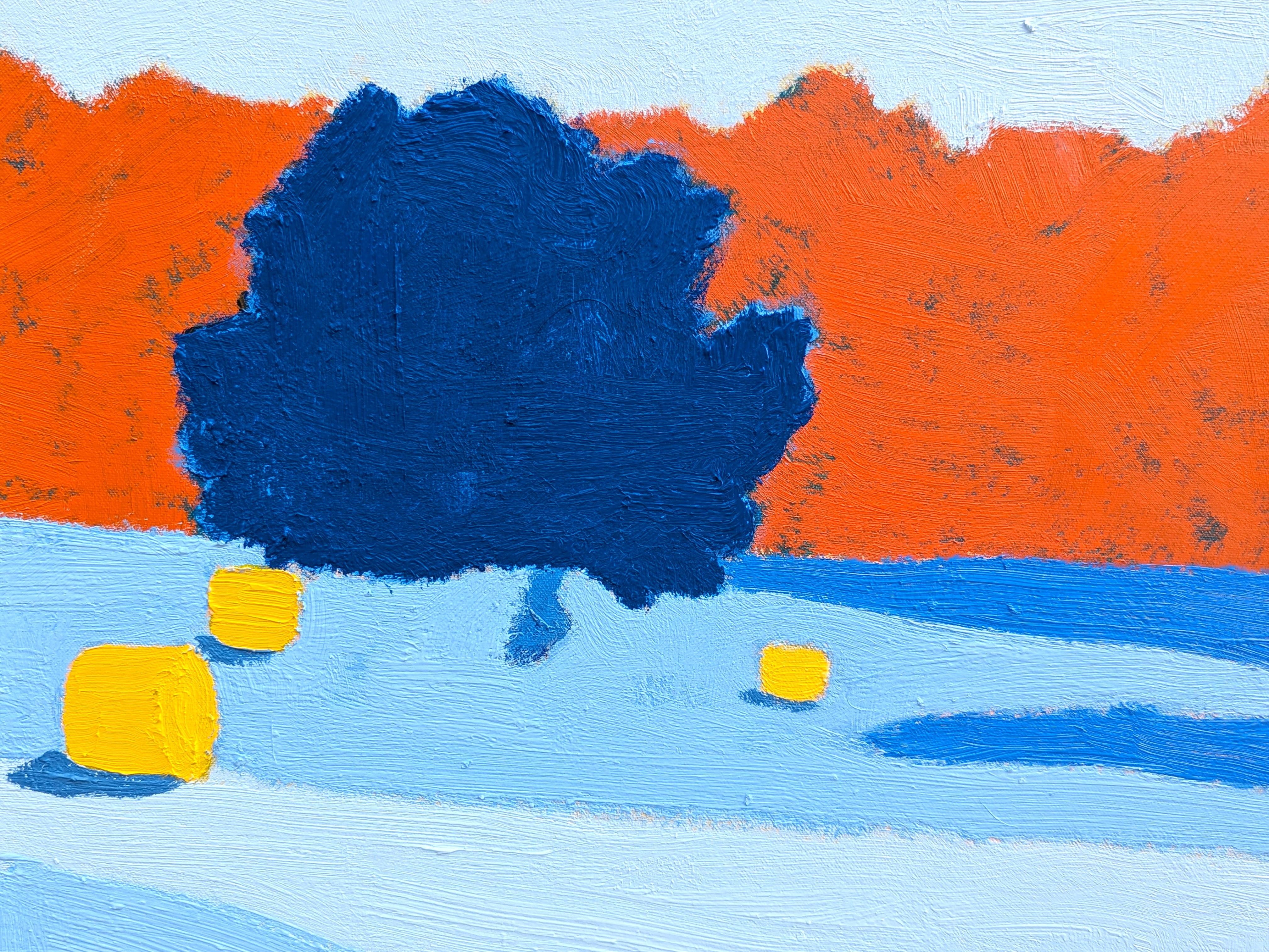 “American Rural, Fence” Contemporary Colorful Pastoral Landscape Painting For Sale 11