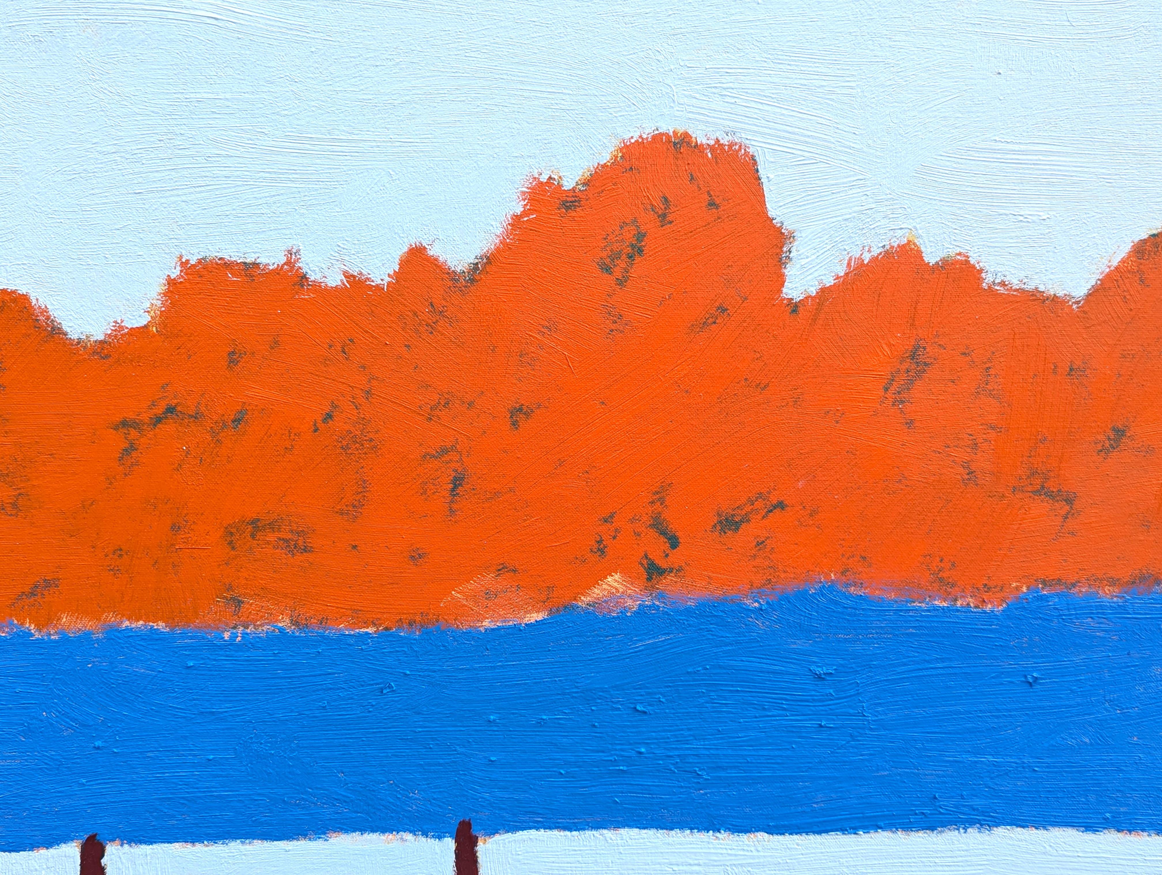 “American Rural, Fence” Contemporary Colorful Pastoral Landscape Painting For Sale 8