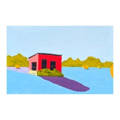 “American Rural, Shack” Contemporary Colorful Pastoral Landscape Painting