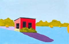American Rural, Shack Contemporary Colorful Pastoral Landscape Painting