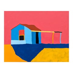 “American Rural, Shack II” Contemporary Colorful Pastoral Landscape Painting
