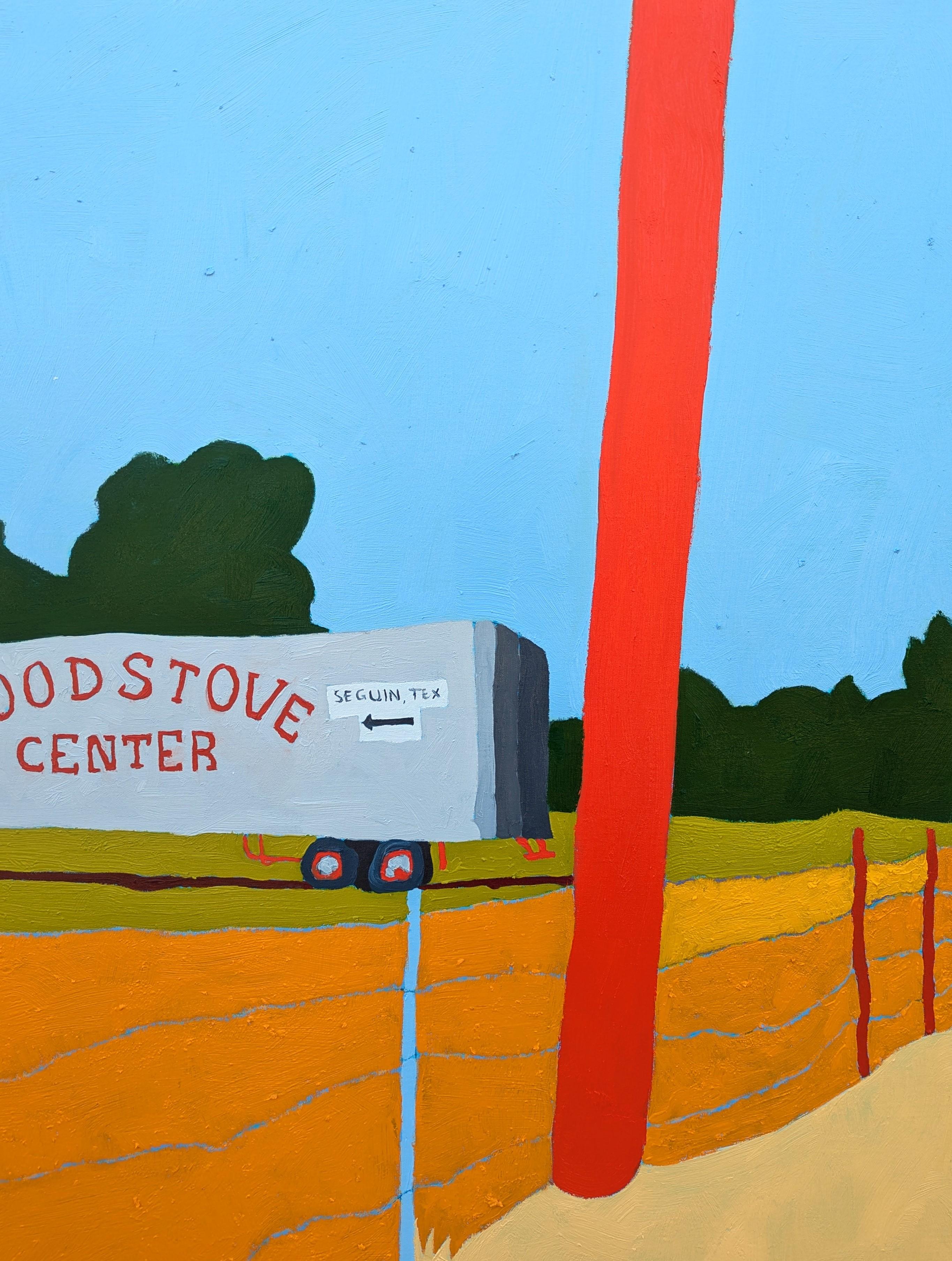 Amerikanisches ländliches, signiertes #3 Contemporary Colorful Country Landscape Gemälde (Beige), Abstract Painting, von Jacob Spacek