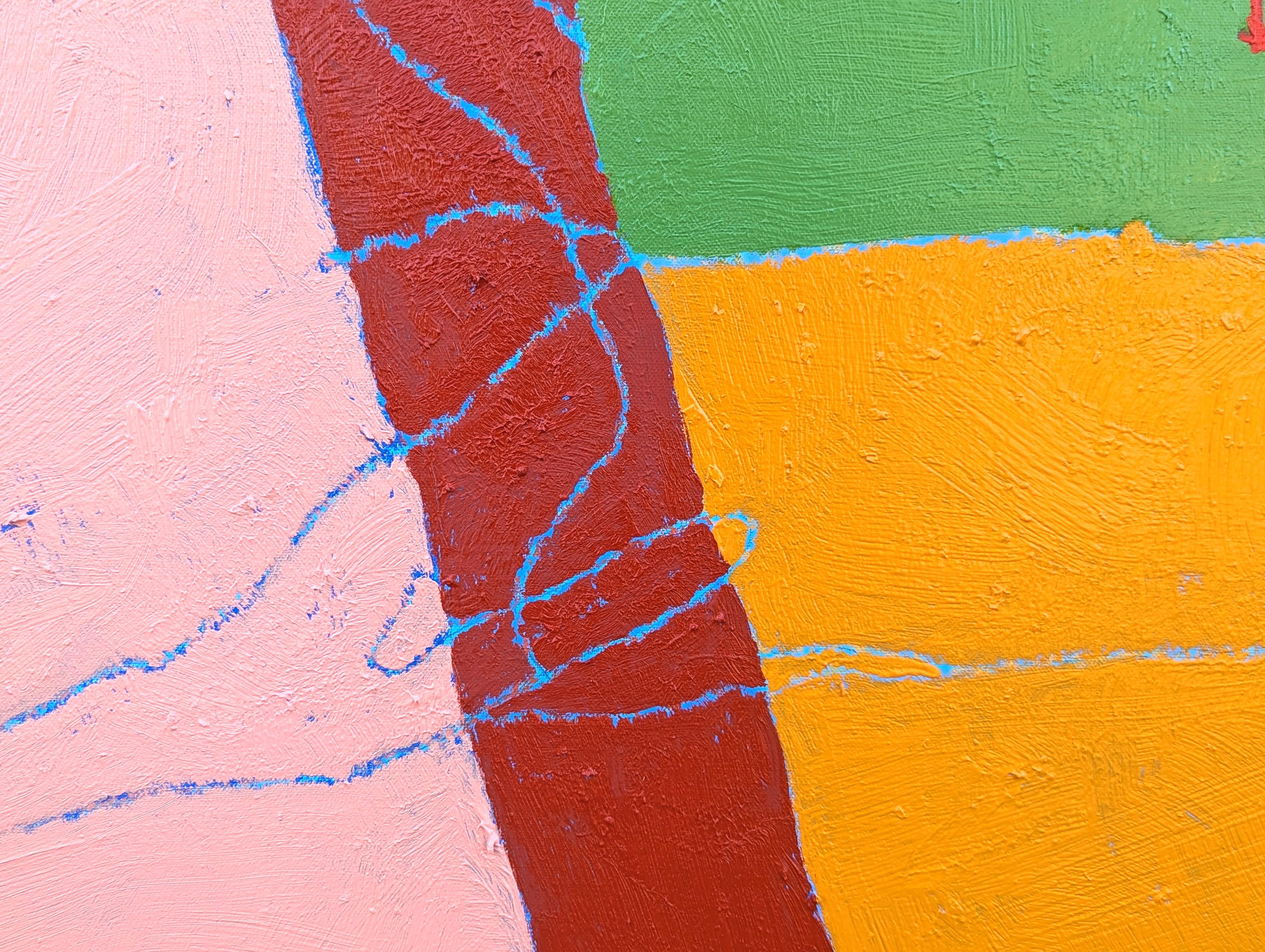 Amerikanisches ländliches, signiertes #3 Contemporary Colorful Country Landscape Gemälde im Angebot 4