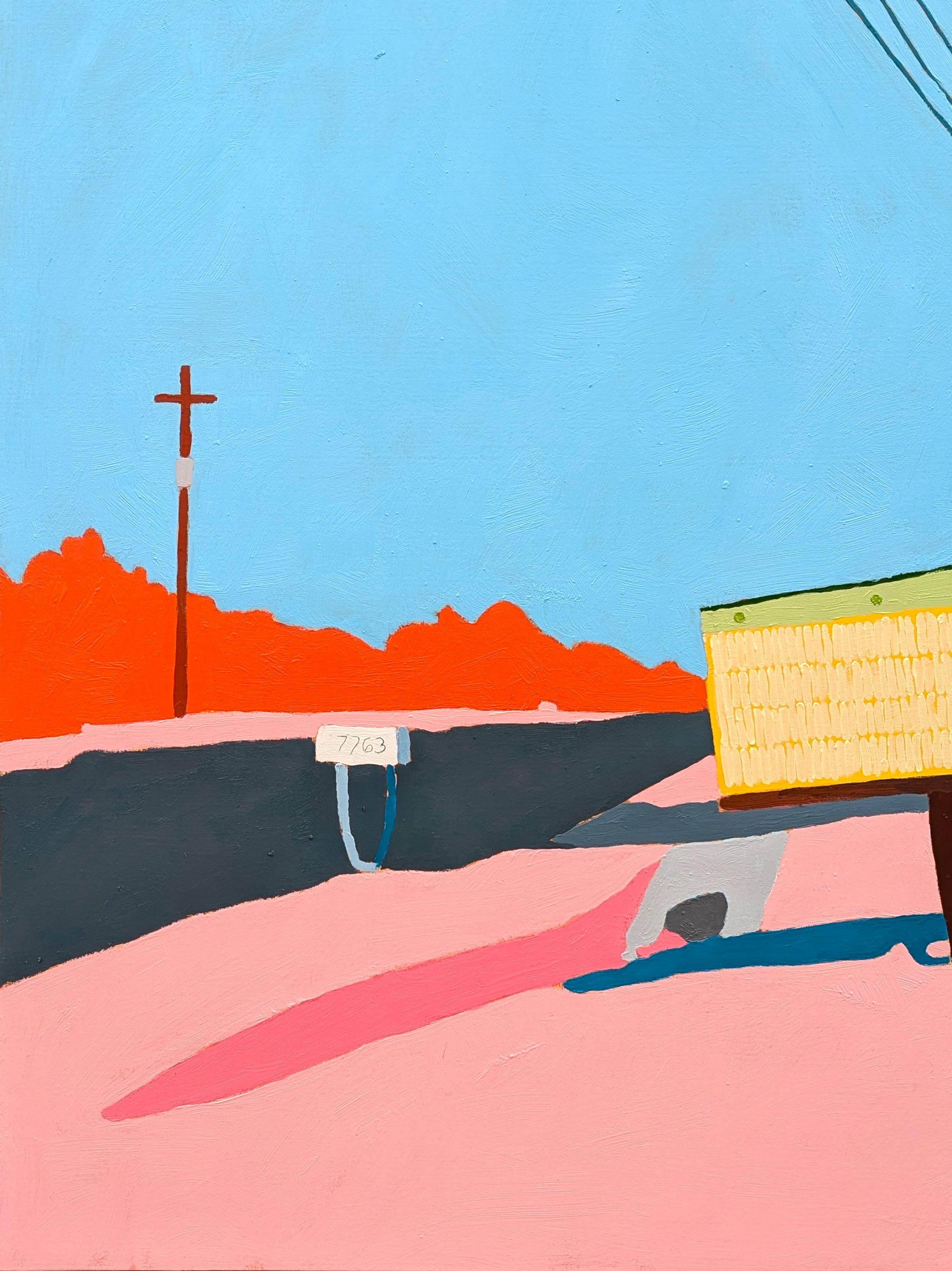 “American Rural, Signs #2” Contemporary Colorful Pastoral Landscape Painting For Sale 3