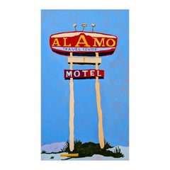 “American Rural, Signs #6” Contemporary Colorful Country Landscape Painting