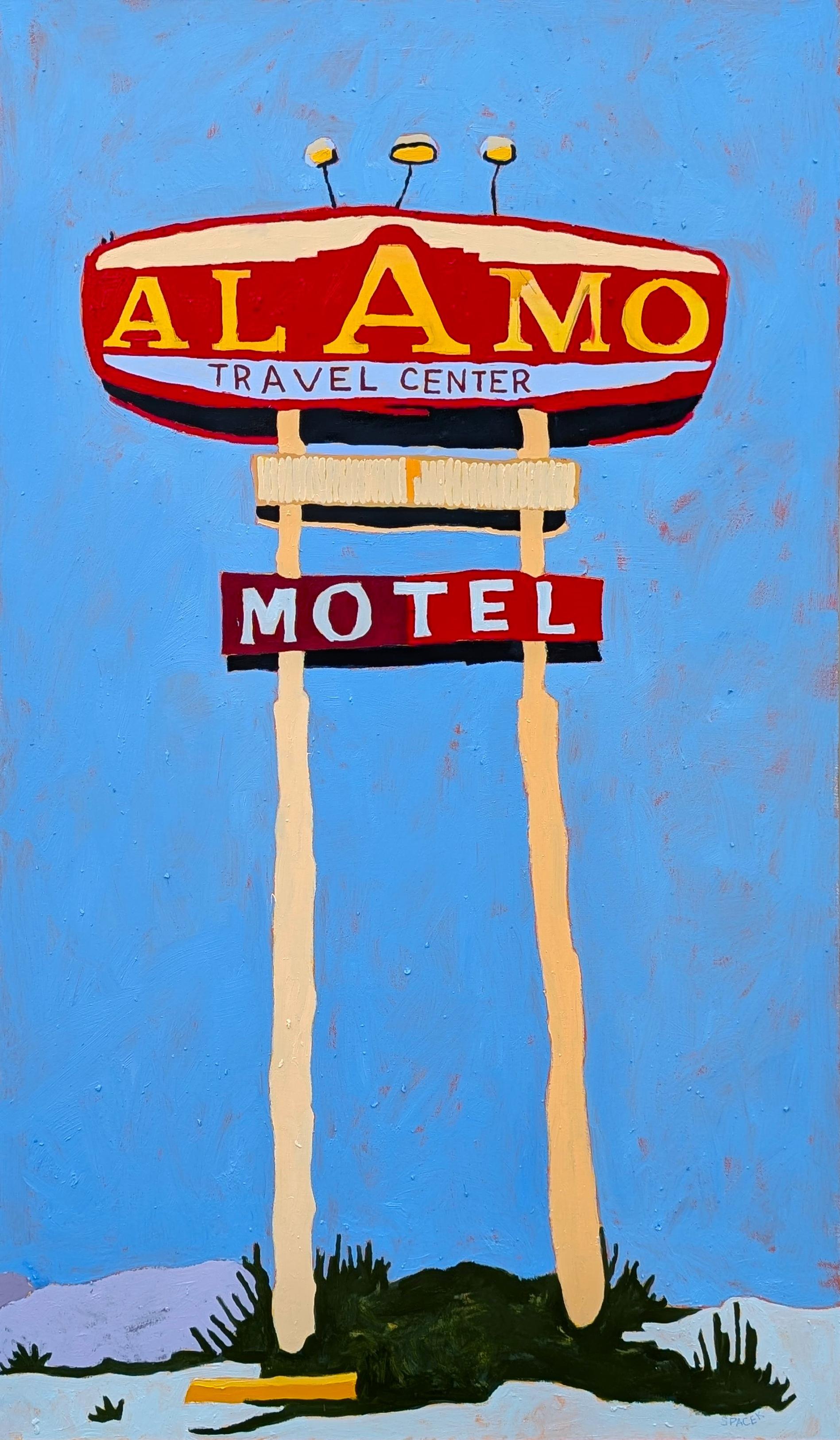 Jacob Spacek Abstract Painting – "American Rural, Signs #6" Zeitgenössische farbenfrohe Landschaftsmalerei