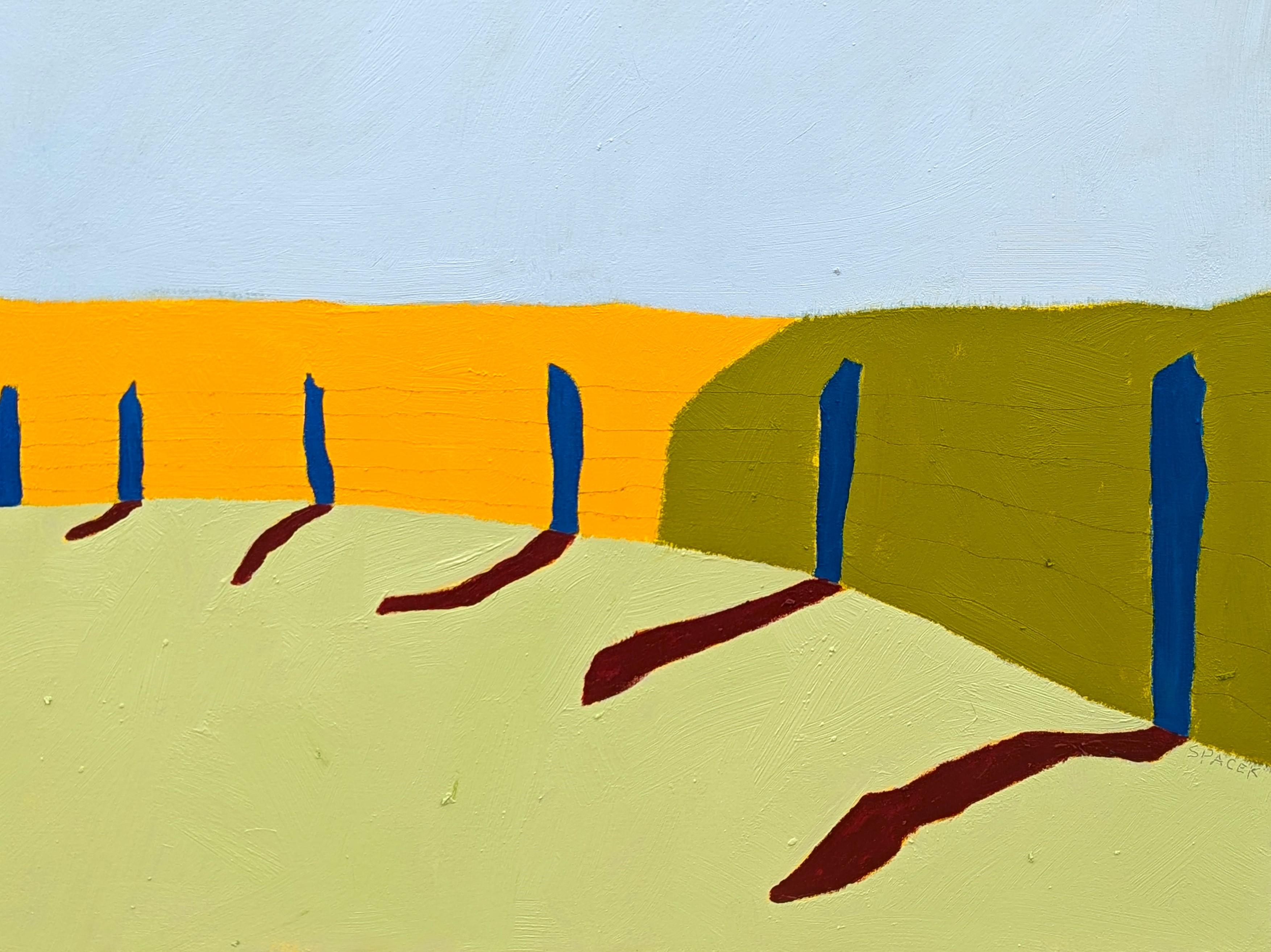 “American Rural, Silos” Contemporary Colorful Pastoral Landscape Painting For Sale 4