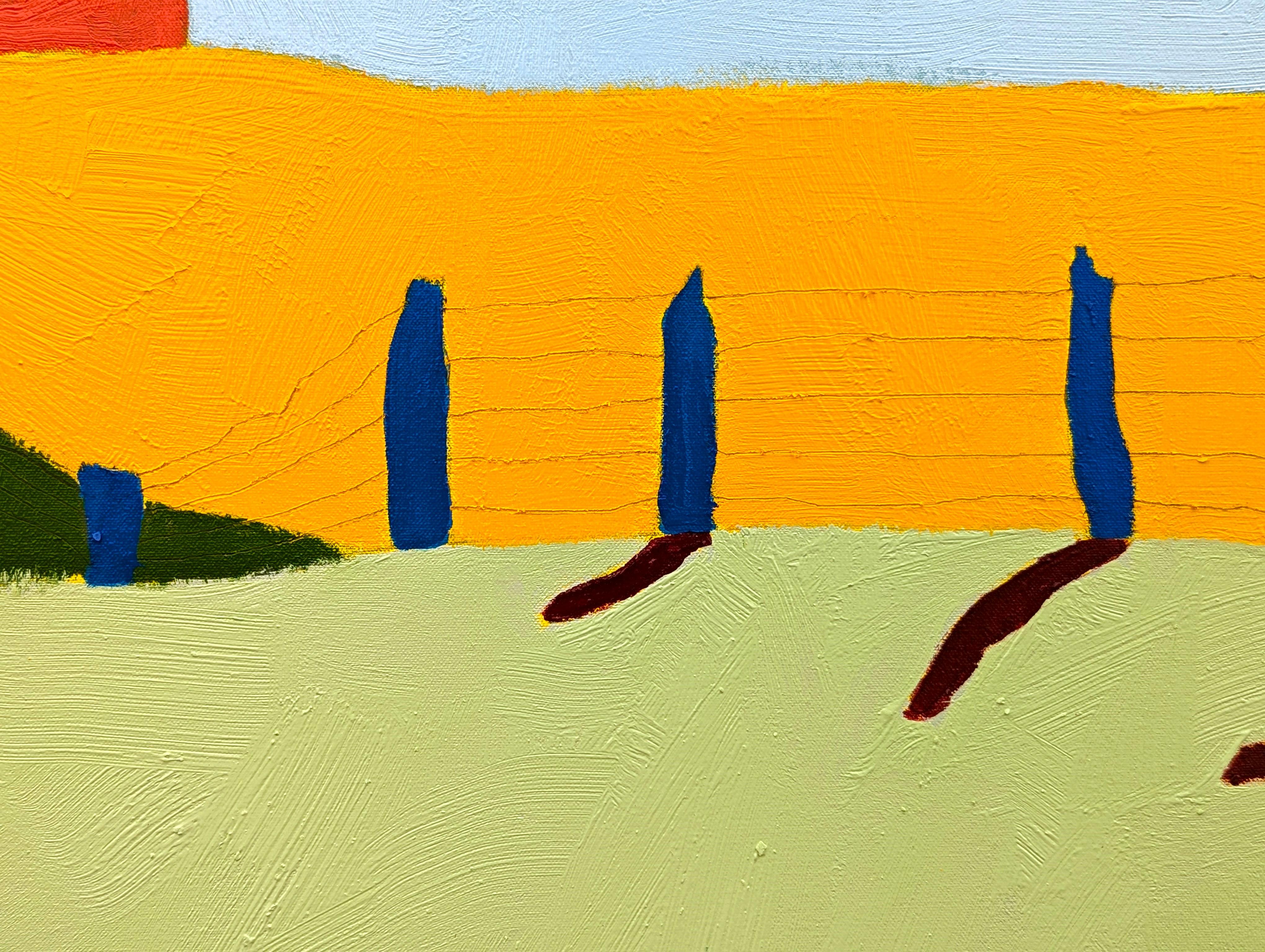 “American Rural, Silos” Contemporary Colorful Pastoral Landscape Painting For Sale 8