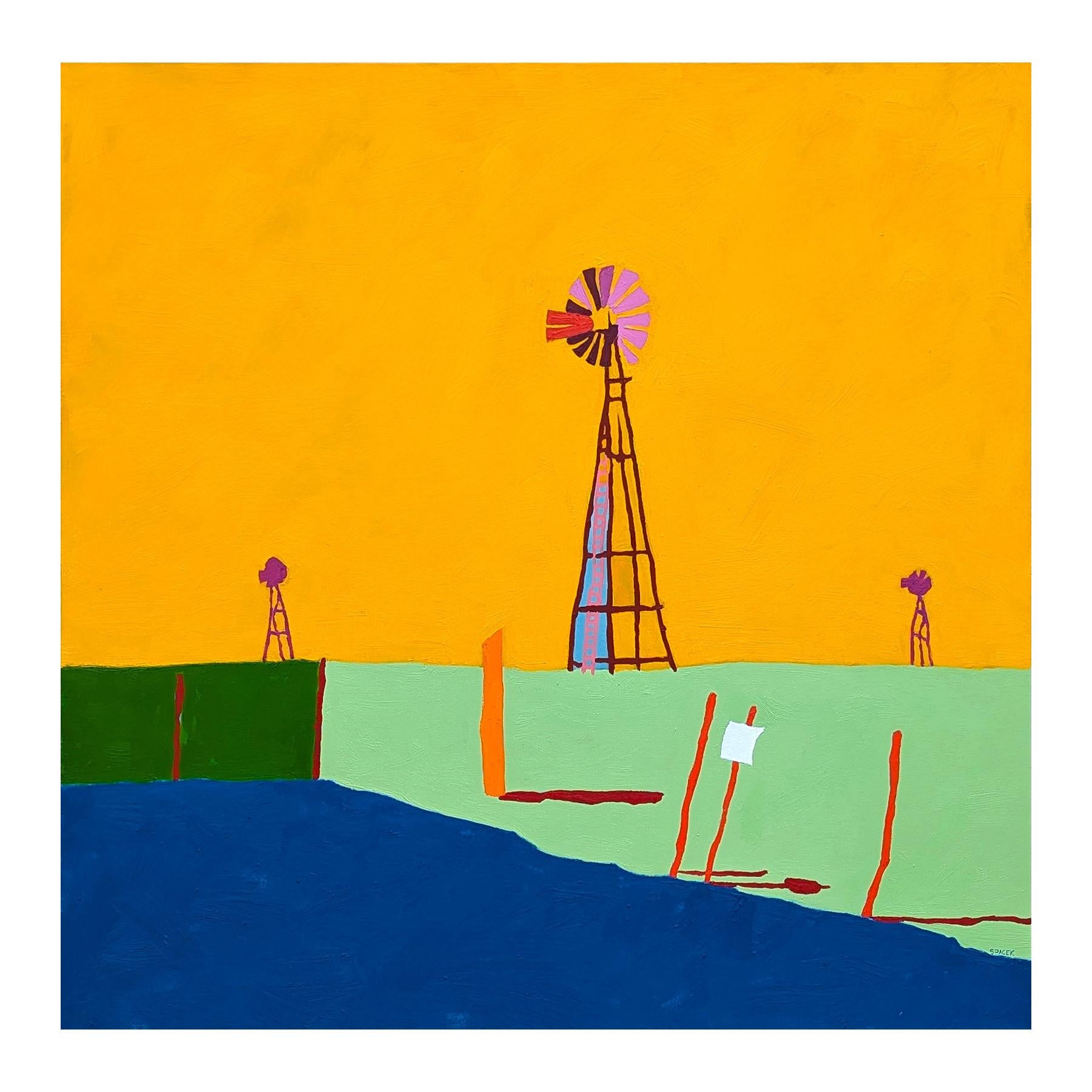 Peinture de paysage pastoral contemporain coloré, ruralité américaine, Trinity - Painting de Jacob Spacek