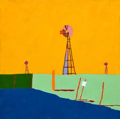 “American Rural, Trinity” Contemporary Colorful Pastoral Landscape Painting
