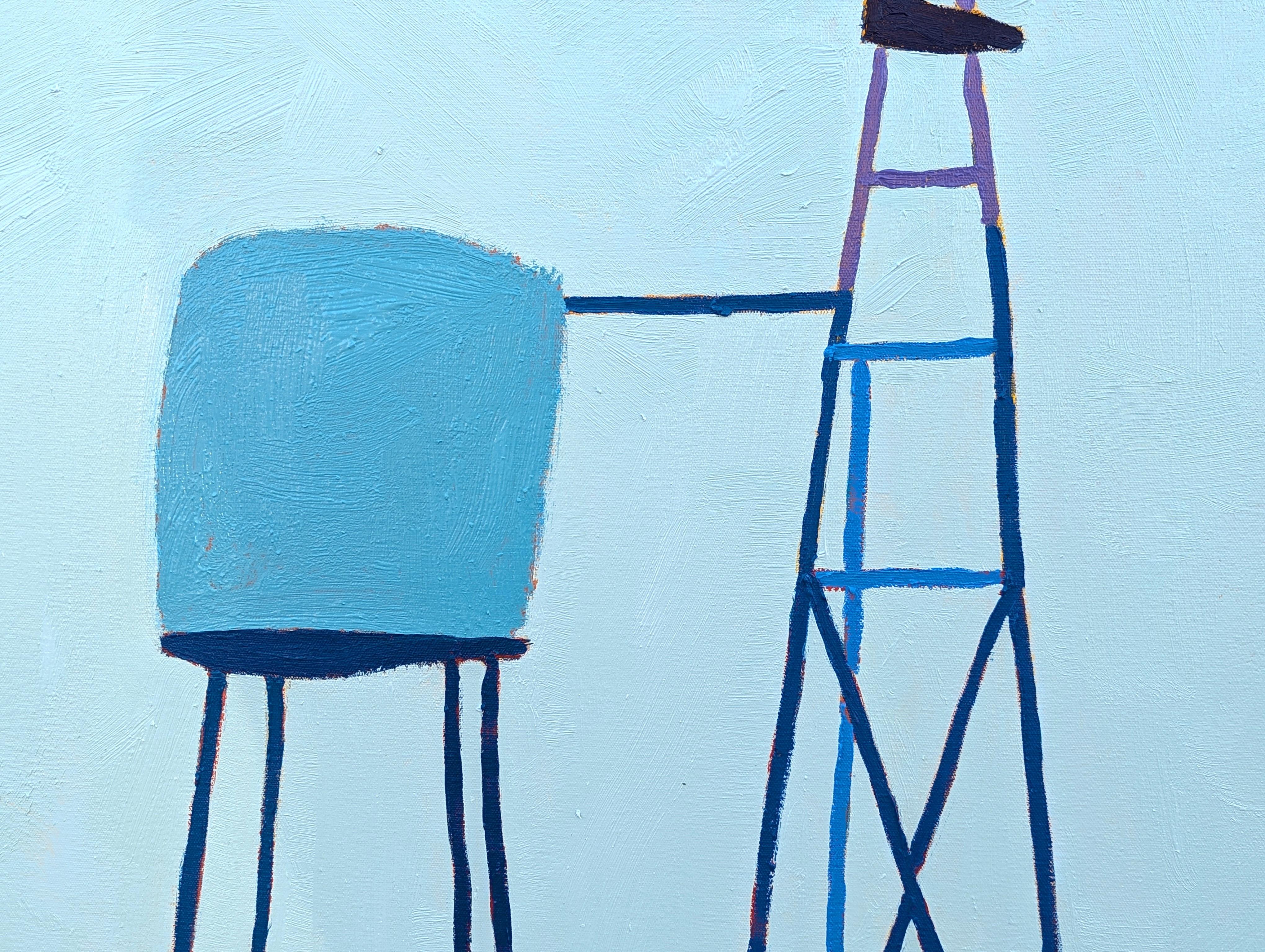 “American Rural, Windmill” Contemporary Colorful Pastoral Landscape Painting For Sale 6