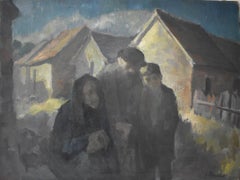 Antique Jewish Family  Wintery Swiss Town