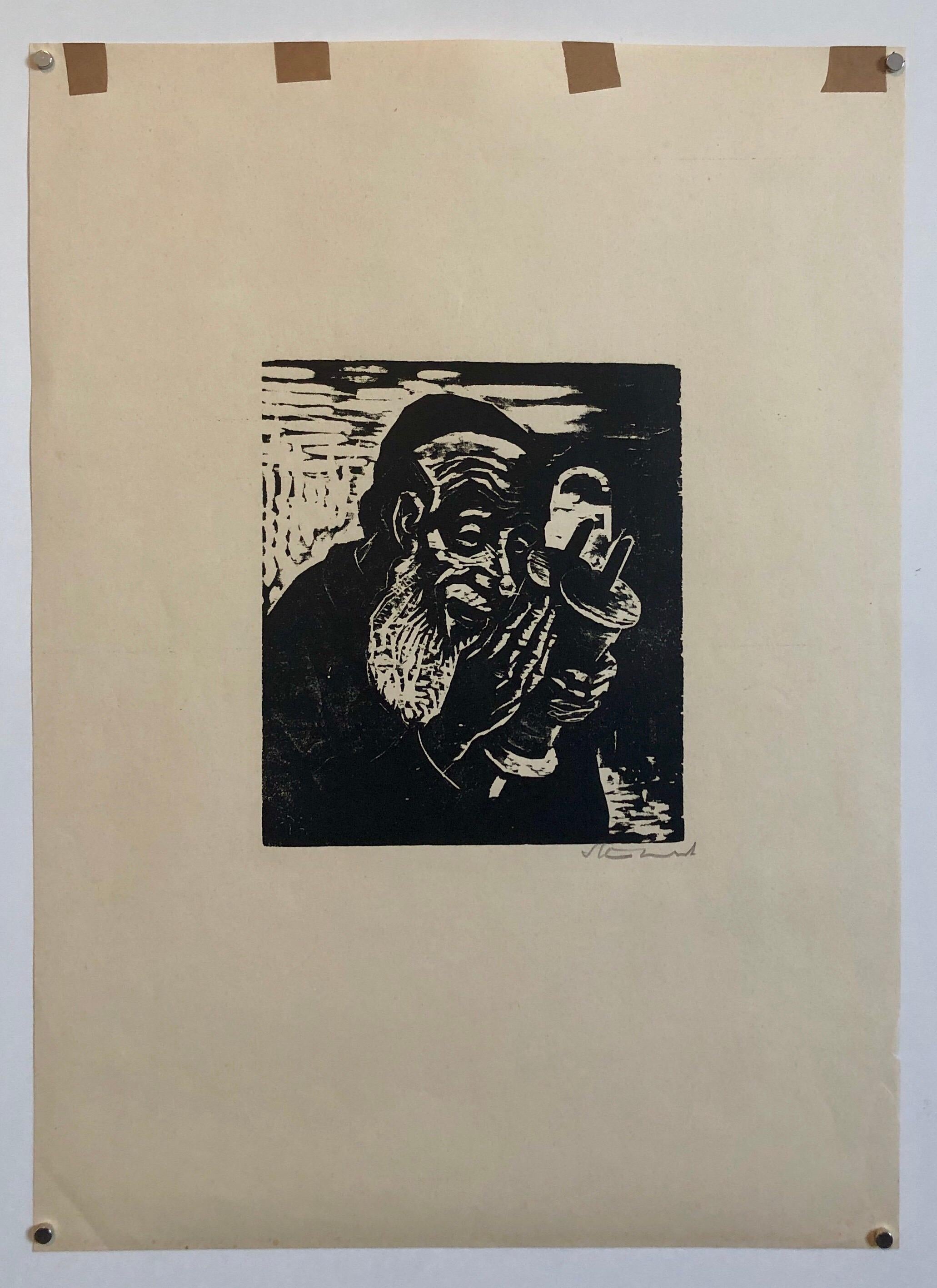 Hand signed in pencil, woodblock print woodcut.

Jacob  Steinhardt 
1887-1968
 
Steinhardt, Jakob, Painter and Woodcut Artist. b. 1887, Yaacov Steinhardt was born in the then remote, largely Polish town of Zerkow in the Posen District of Germany.
