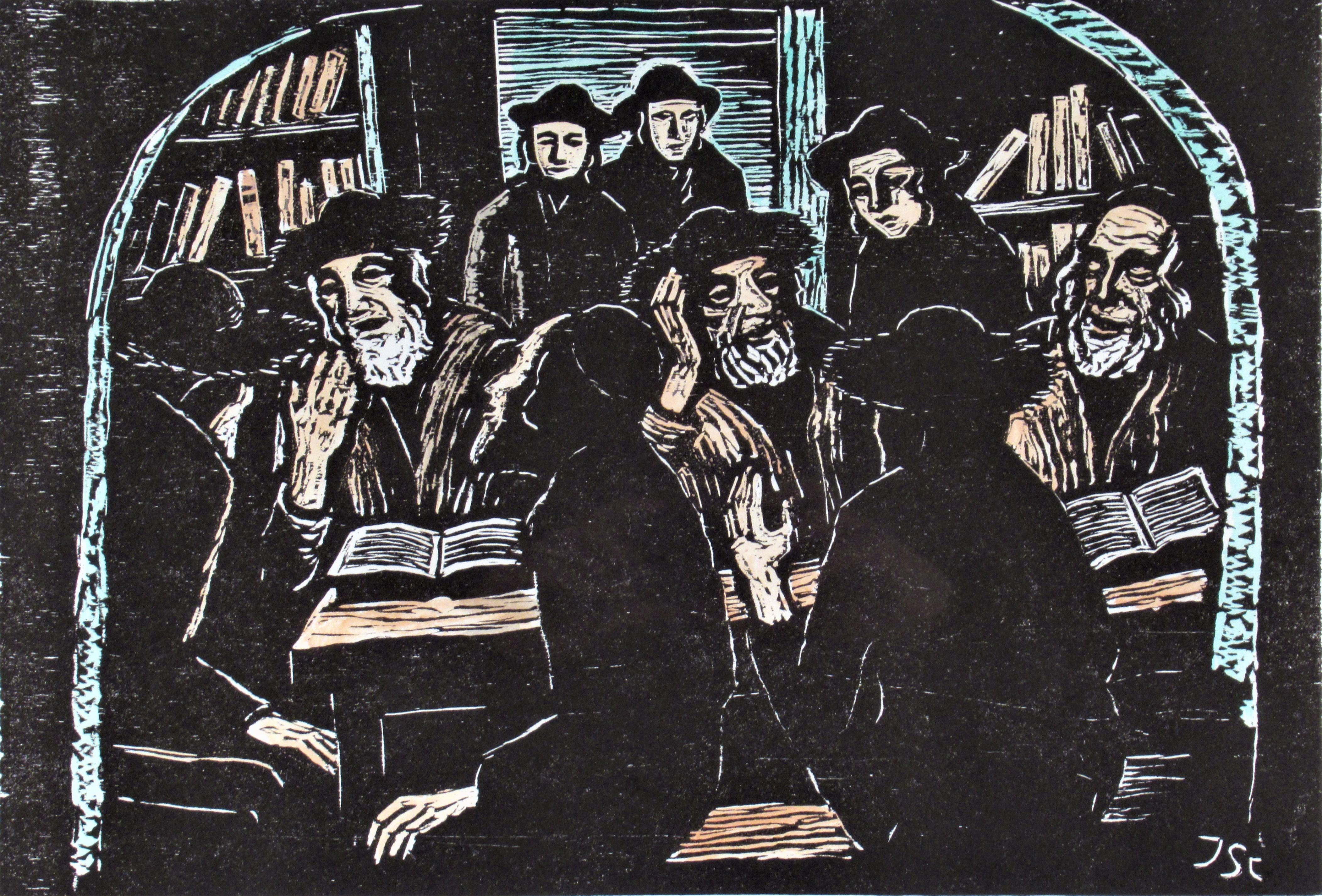 Rabbis Studying the Thorah - Print by Jacob Steinhardt