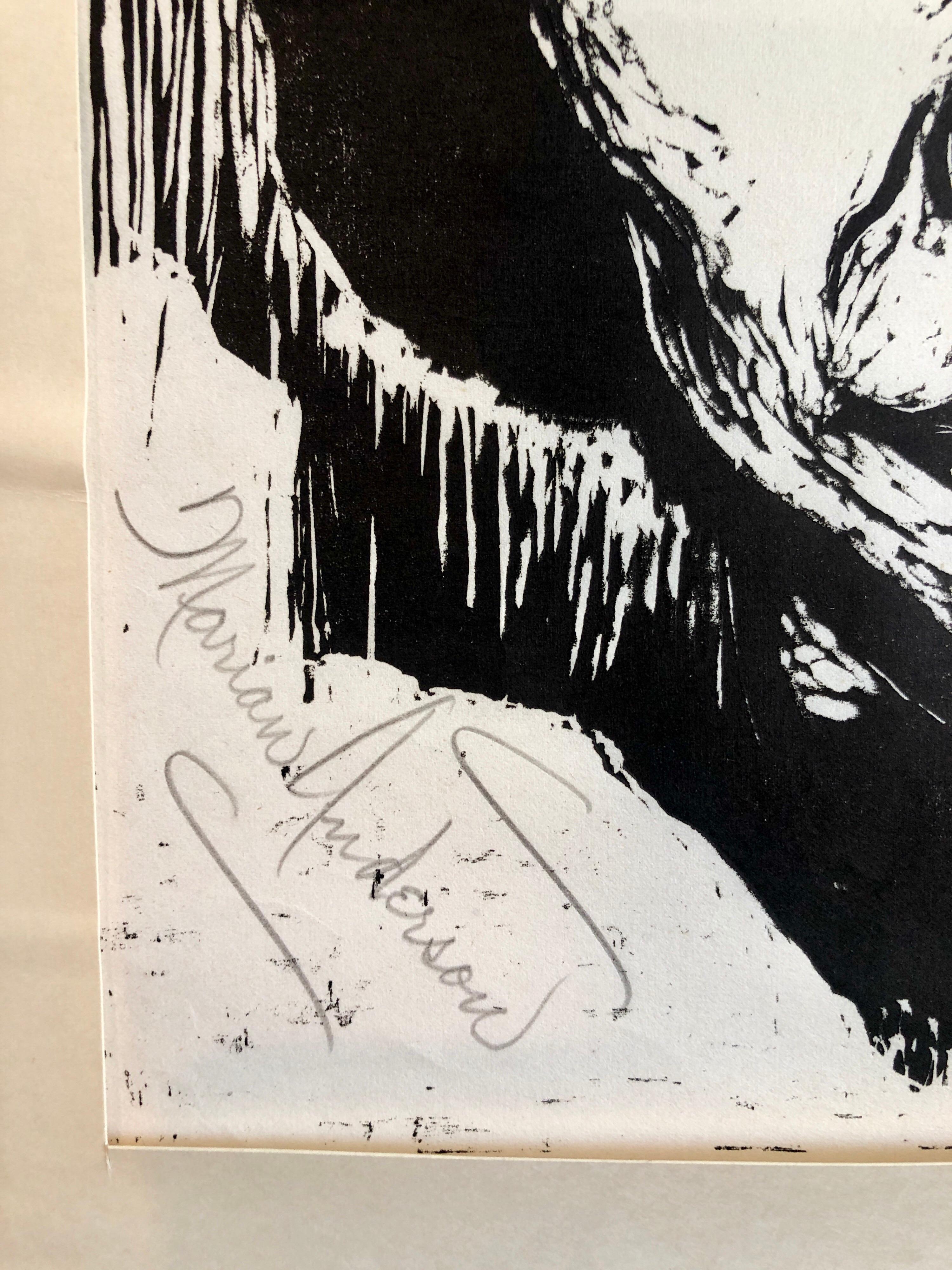 Steinhardt Holzschnitt Marian Anderson Signierte afroamerikanische, israelische Bezalel-Kunst – Print von Jacob Steinhardt