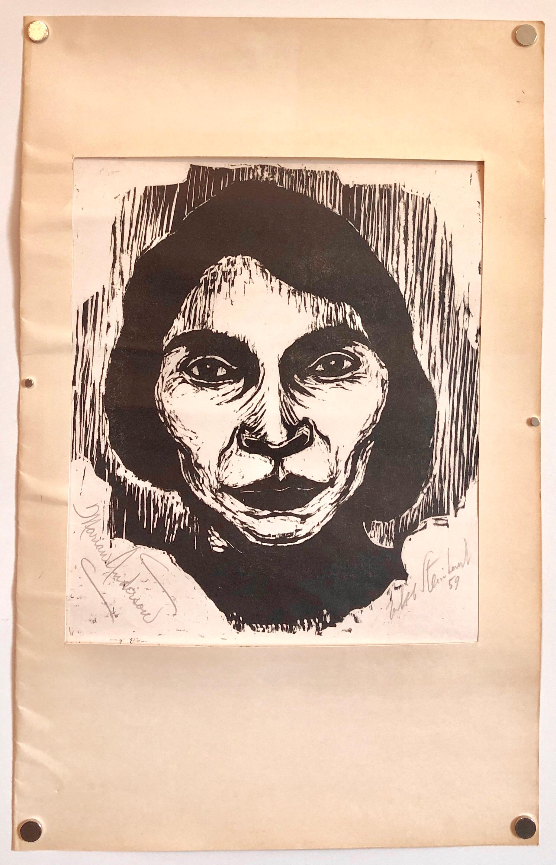 Steinhardt Holzschnitt Marian Anderson Signierte afroamerikanische, israelische Bezalel-Kunst 2