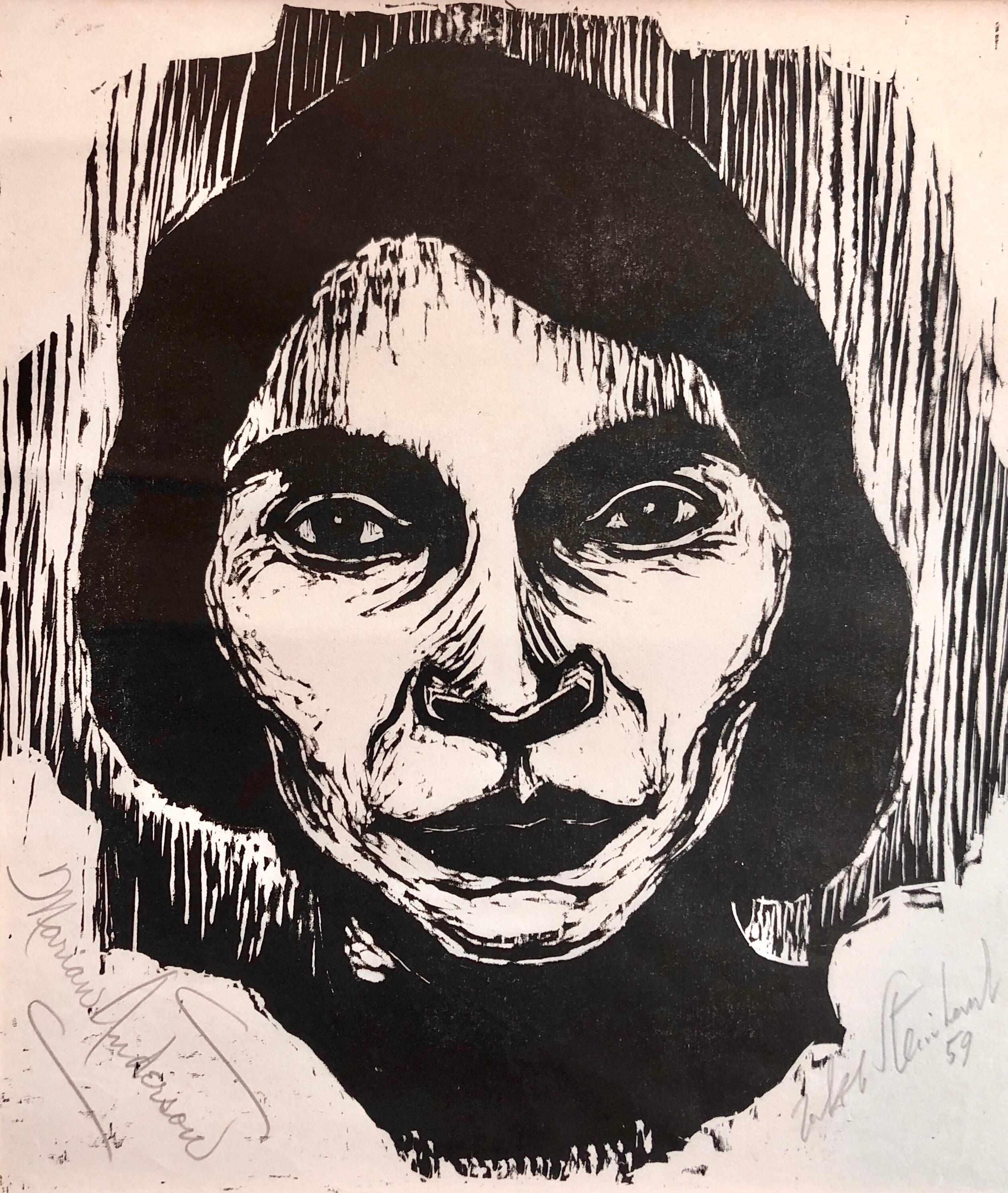 Jacob Steinhardt Portrait Print – Steinhardt Holzschnitt Marian Anderson Signierte afroamerikanische, israelische Bezalel-Kunst