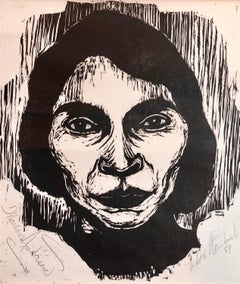 Steinhardt gravure sur bois africaine américaine, israélienne Bezalel Art signée Marian Anderson