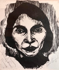Retro Steinhardt Woodcut Marian Anderson Signed African American, Israeli Bezalel Art