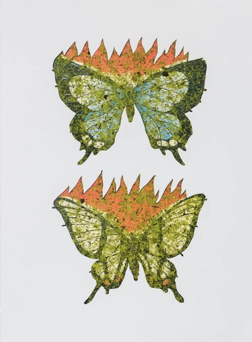 Jacob Taylor Animal Print - Butterflies on Fire (Unique Print 1)