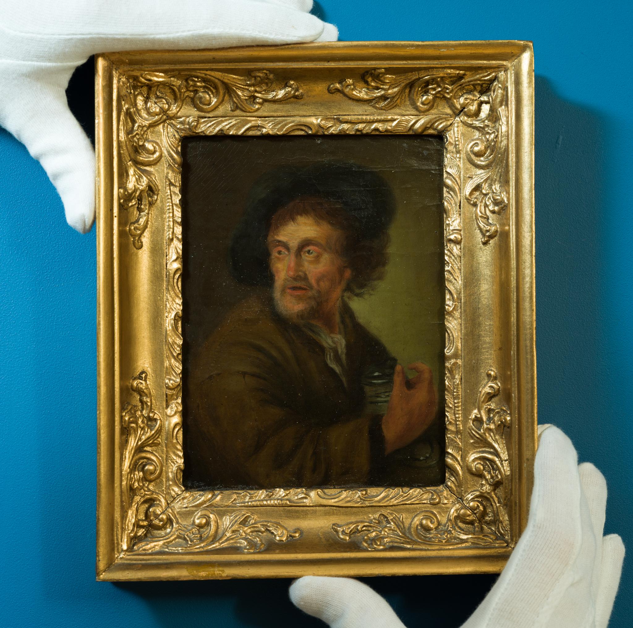Man Holding a Jug (The Sense of Taste) - Painting by Jacob Toorenvliet