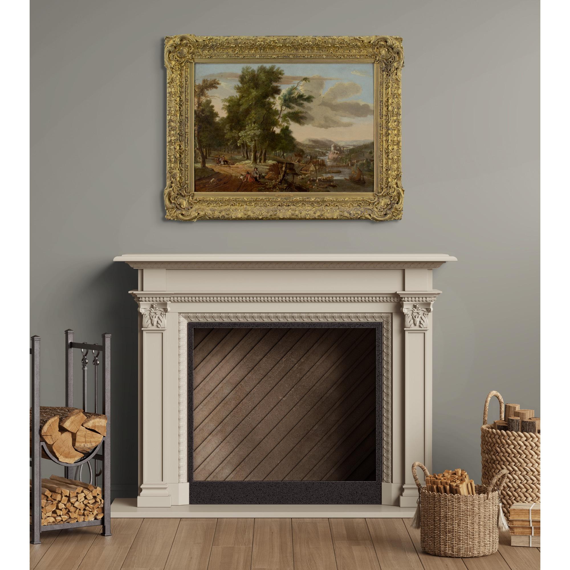 Jacob Van Der Does II, Holz- Flusslandschaft mit Jagd Party und Dorf im Angebot 2