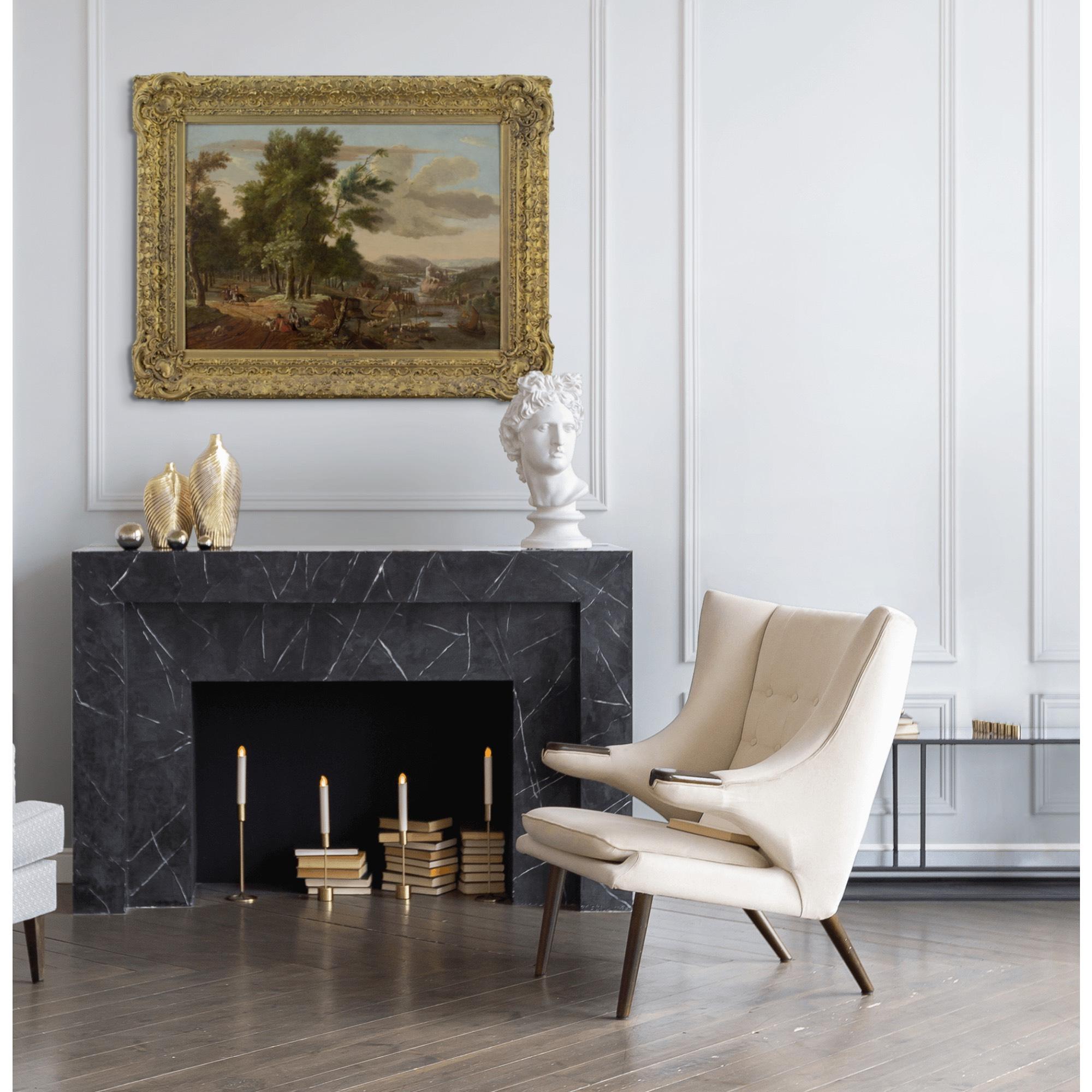 Jacob Van Der Does II, Holz- Flusslandschaft mit Jagd Party und Dorf im Angebot 3