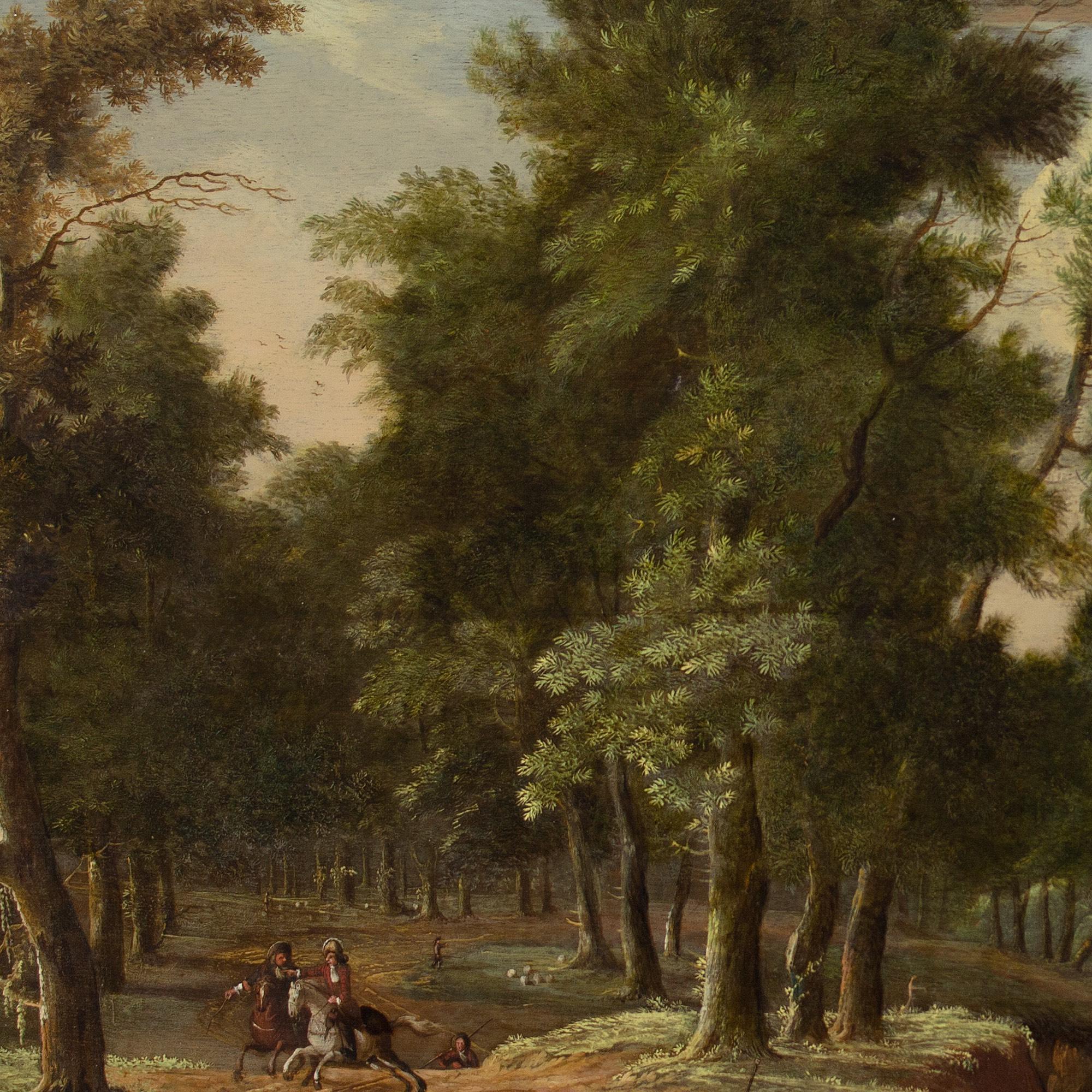 Jacob Van Der Does II, Holz- Flusslandschaft mit Jagd Party und Dorf im Angebot 6