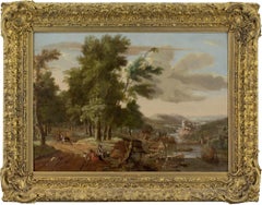 Jacob Van Der Does II, Holz- Flusslandschaft mit Jagd Party und Dorf