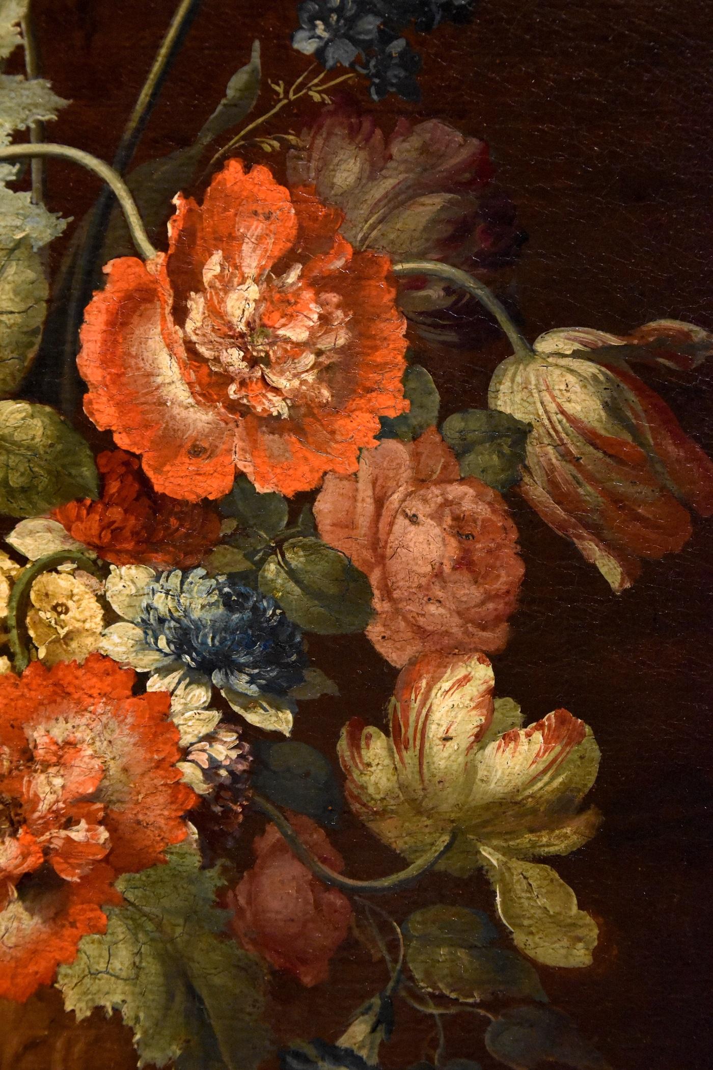 Still Life Flowers Van Huysum Paint Oil on canvas 18th Century Old master 6