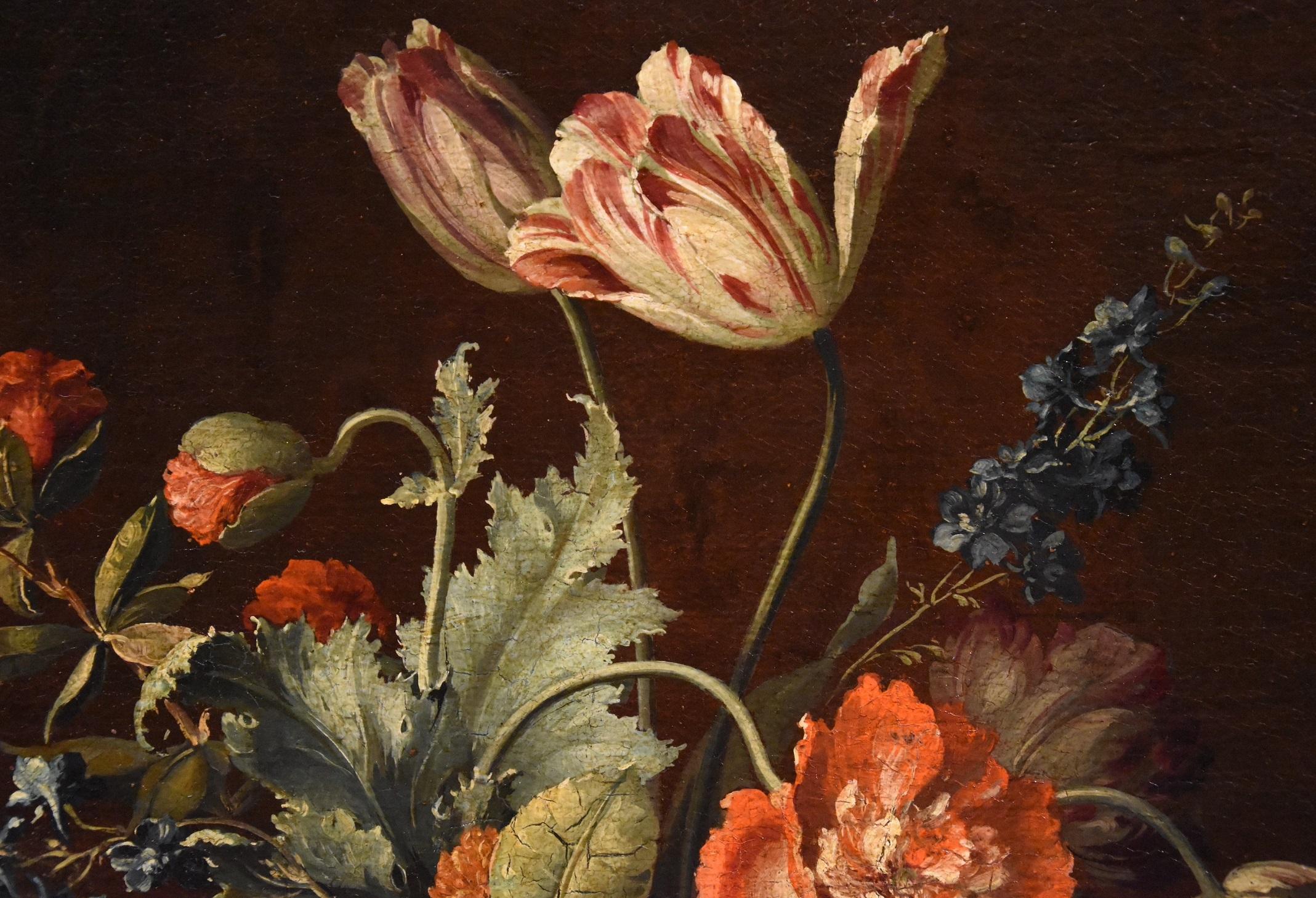 Still Life Flowers Van Huysum Paint Oil on canvas 18th Century Old master 7
