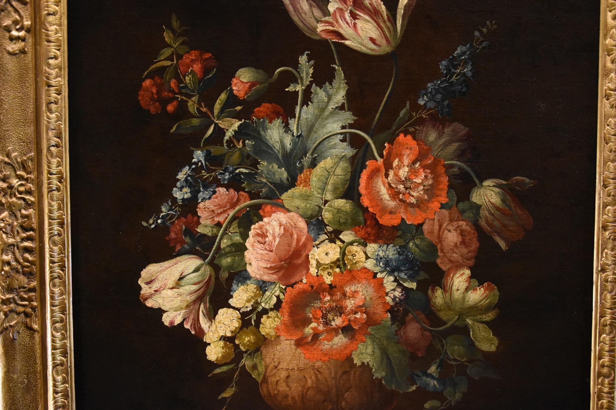 Still Life Flowers Van Huysum Paint Oil on canvas 18th Century Old master 2