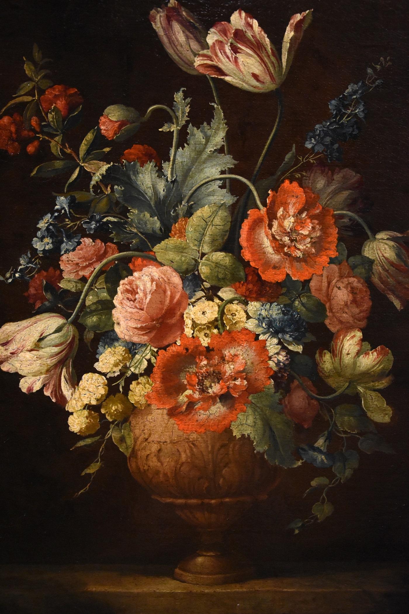 Still Life Flowers Van Huysum Paint Oil on canvas 18th Century Old master 3