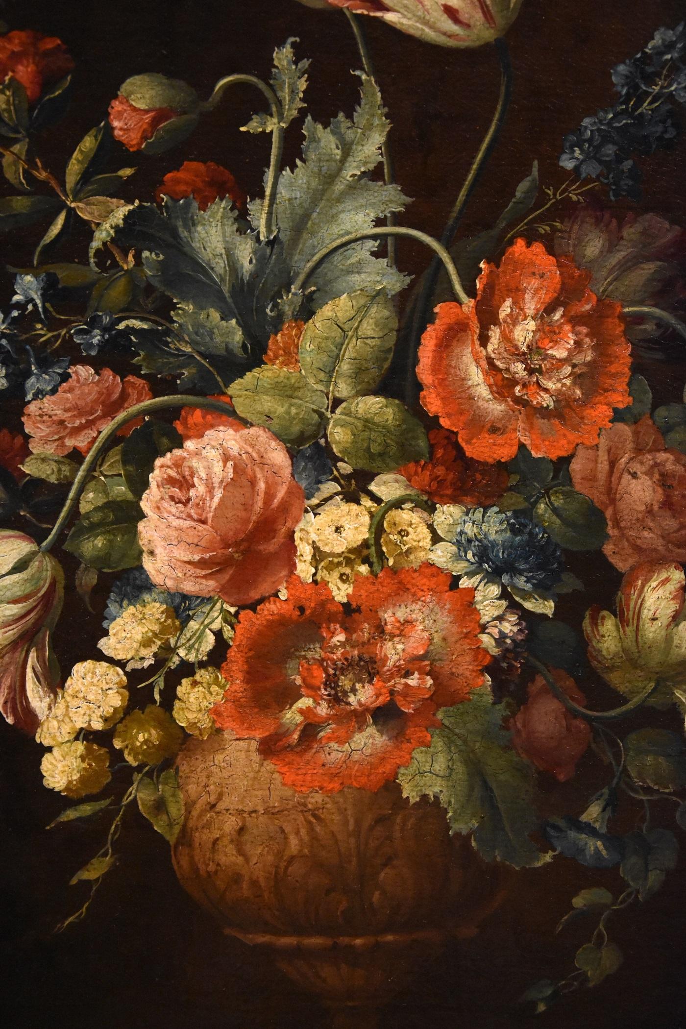 Still Life Flowers Van Huysum Paint Oil on canvas 18th Century Old master 4