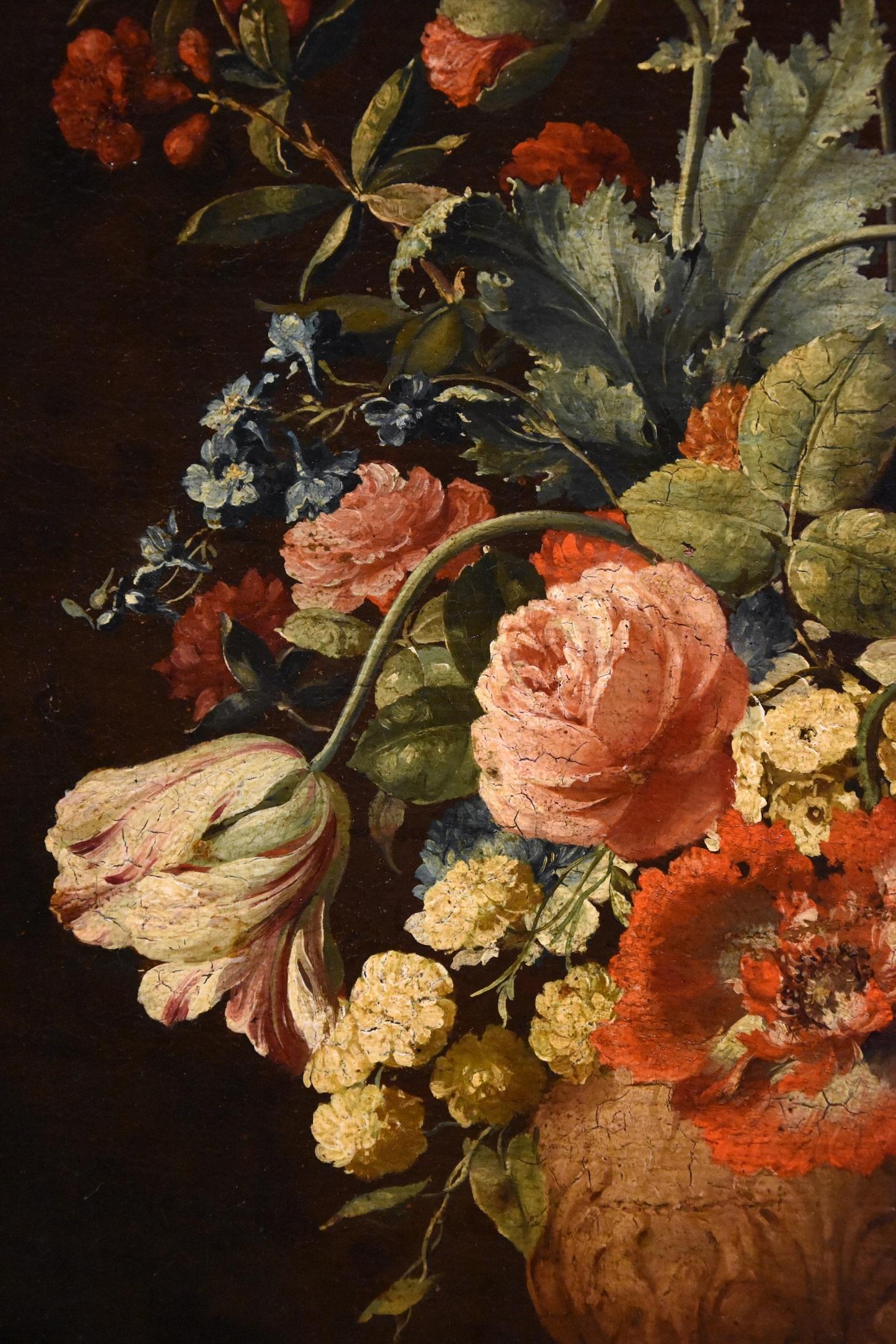 Still Life Flowers Van Huysum Paint Oil on canvas 18th Century Old master 5