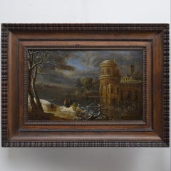 17th C Baroque Winter Capriccio Landscape Oil Painting Ruisdael Circle Framed