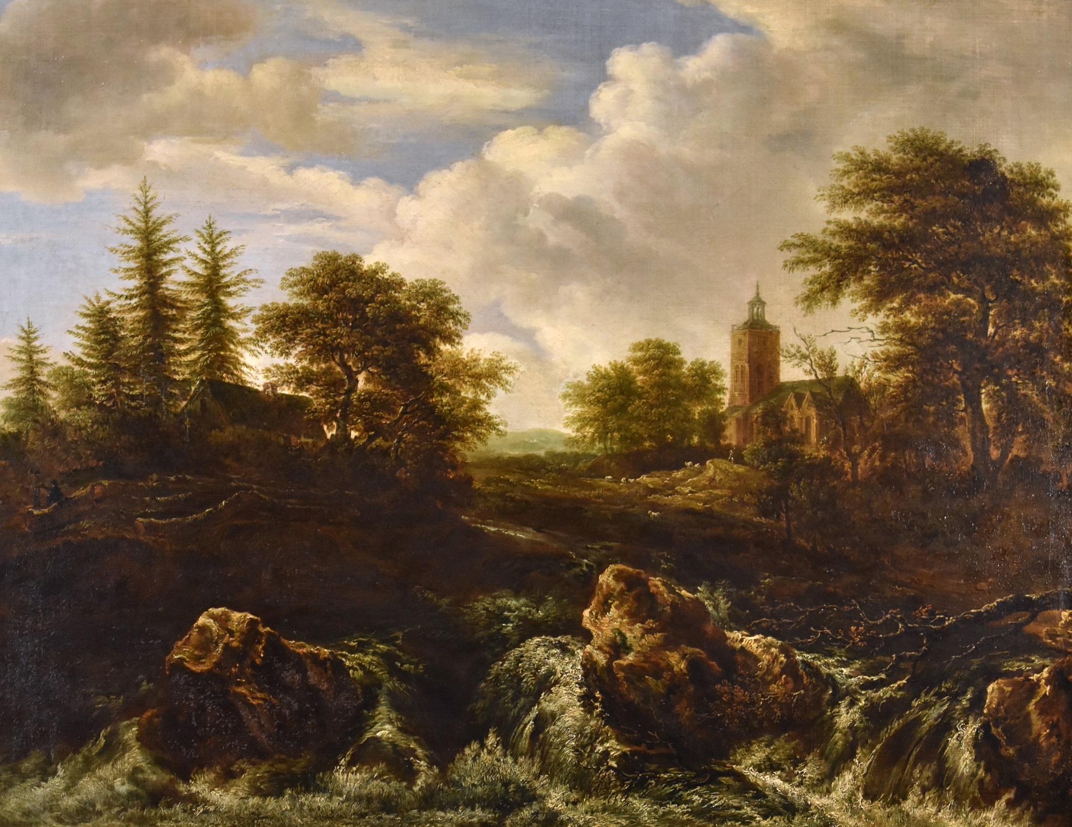 Jacob van Ruisdael (Haarlem 1628-Amsterdam 1682)
attribuibile

Paesaggio Wood con cascata

Olio su tela
74 x 94 cm. - incorniciato 91 x 111 cm.

Un panorama boscoso attraversato da un corso d'acqua tumultuoso che finisce per sfociare in una