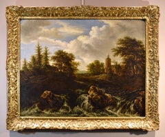 Wooded Landscape Waterfall Van Ruisdael Paint Oil on canvas 17th Century Flemish