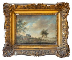 18th century Dutch Romantic Pastoral painting with cows, sheep' and shepherd
