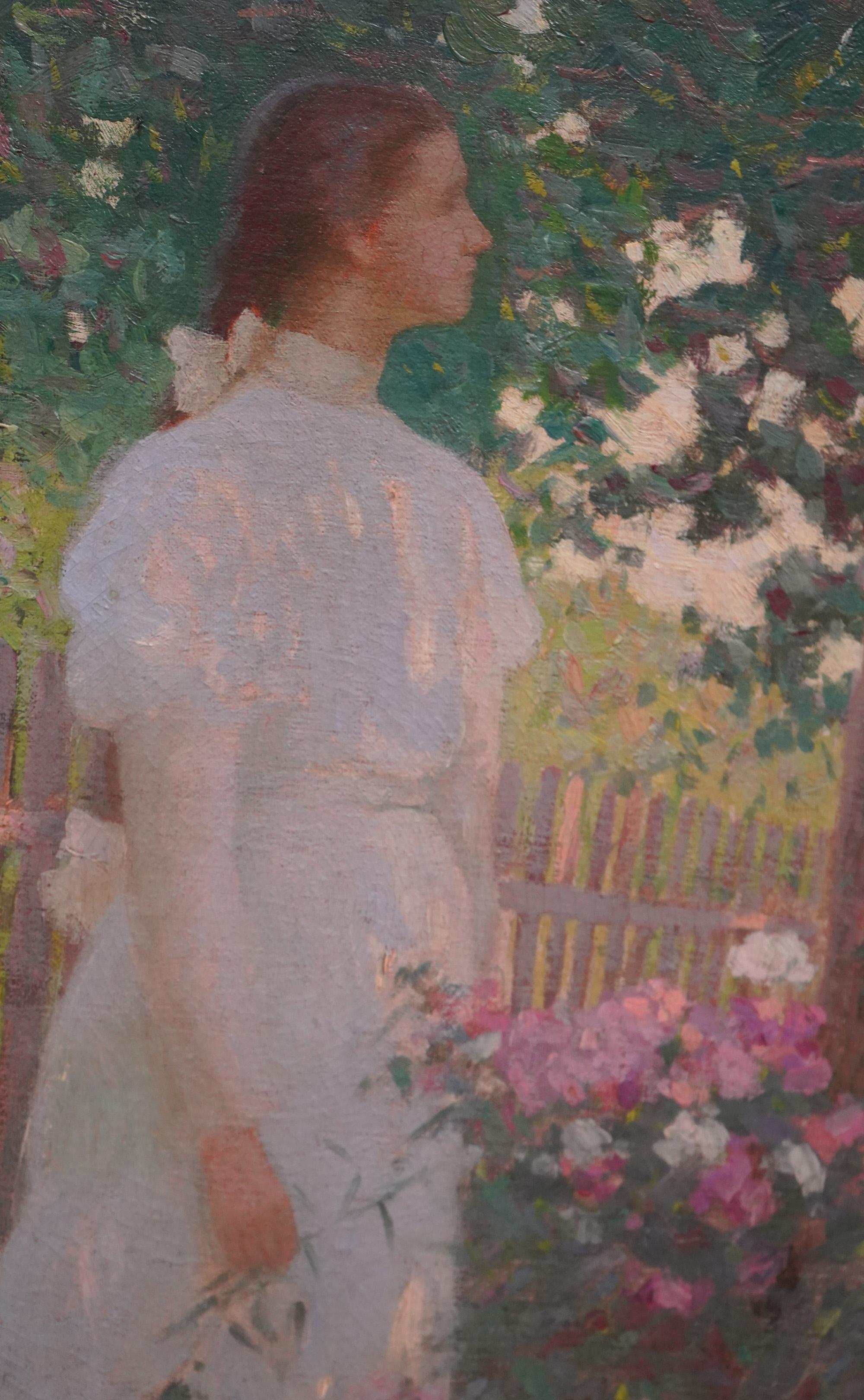 Woman in the Garden - Painting by Jacob Wagner