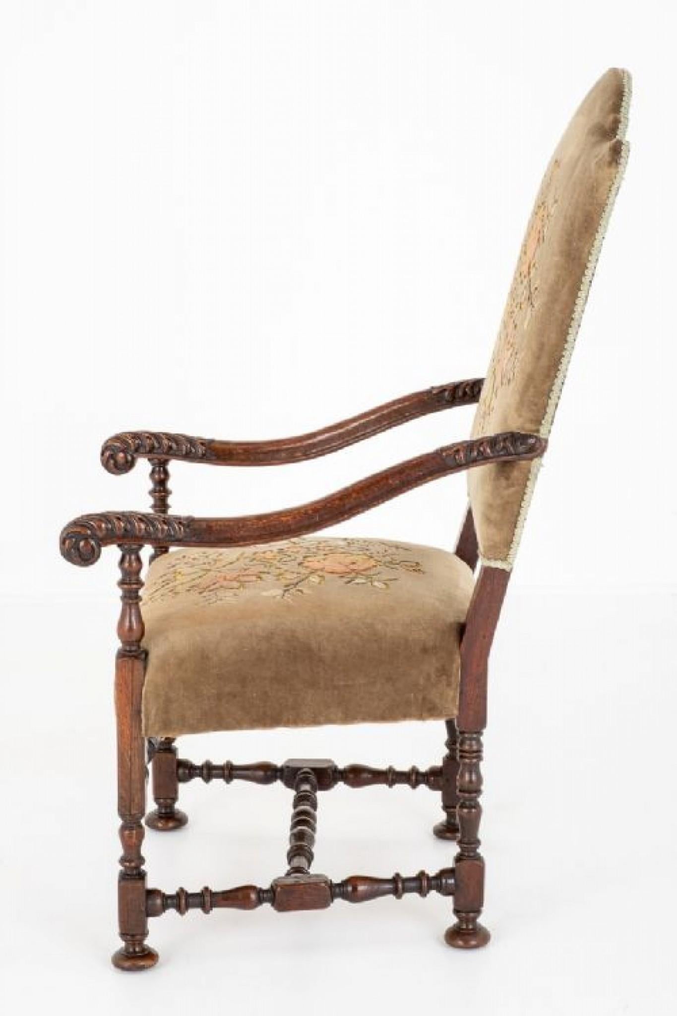 Jacobean Armchair Oak Hall Chairs, 1870 2