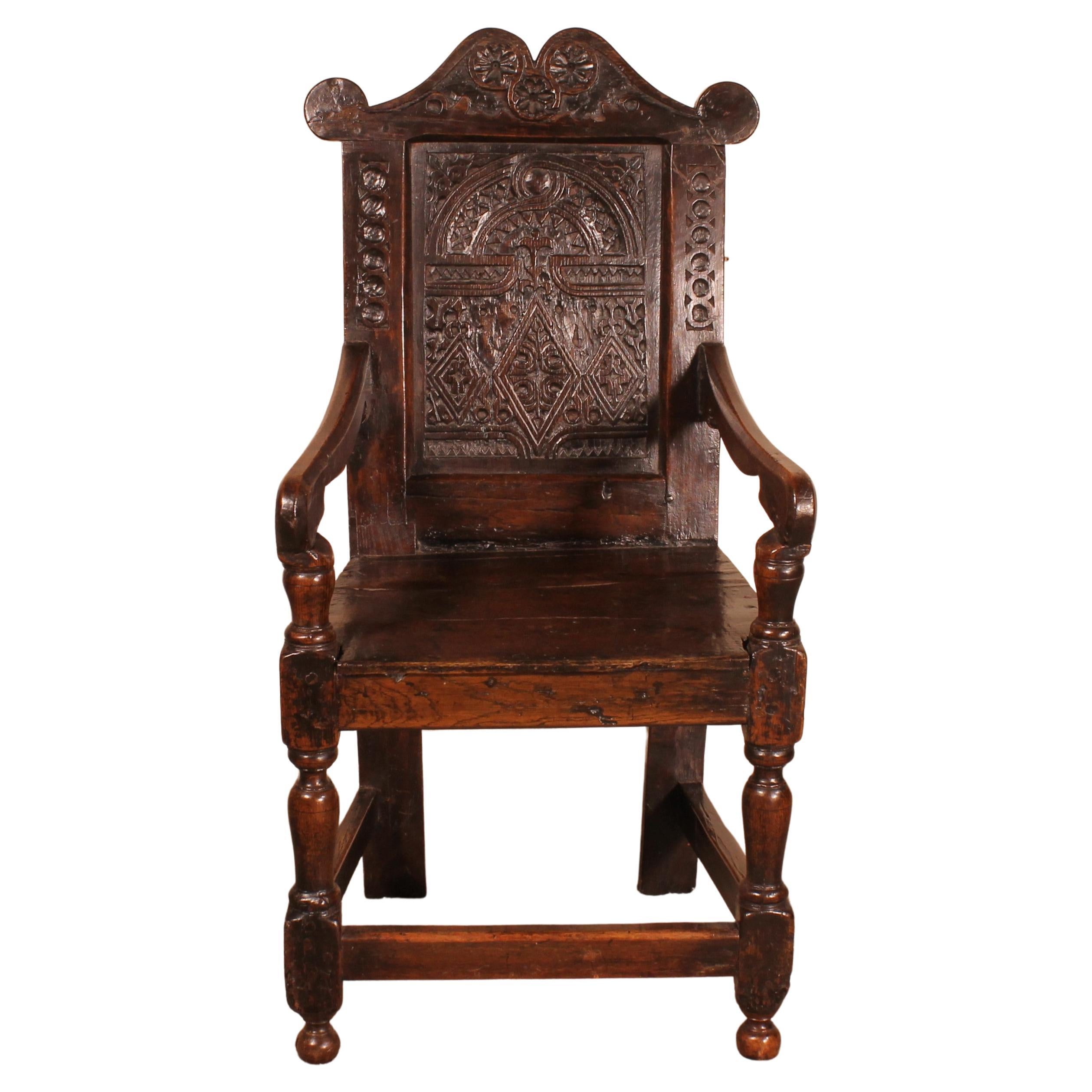 ANTIQUE PAIR OF 17TH CENTURY JACOBEAN ENGLISH OAK CHAIRS FROM THE FILM